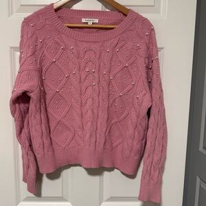 Francesca's Collections Pink Pearl Sweater L